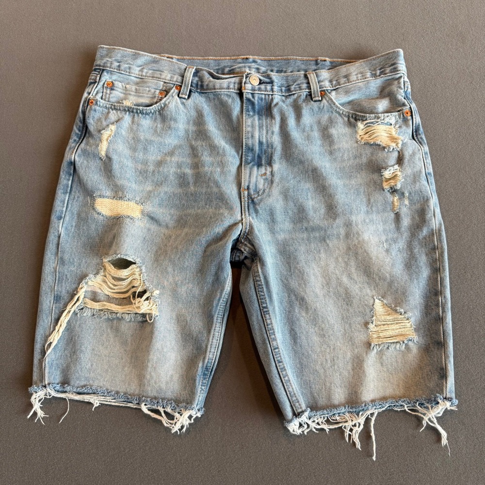 Levi's 511 Slim Fit Distressed Cutoff Denim Shorts Men's 42 Light Wash Jorts